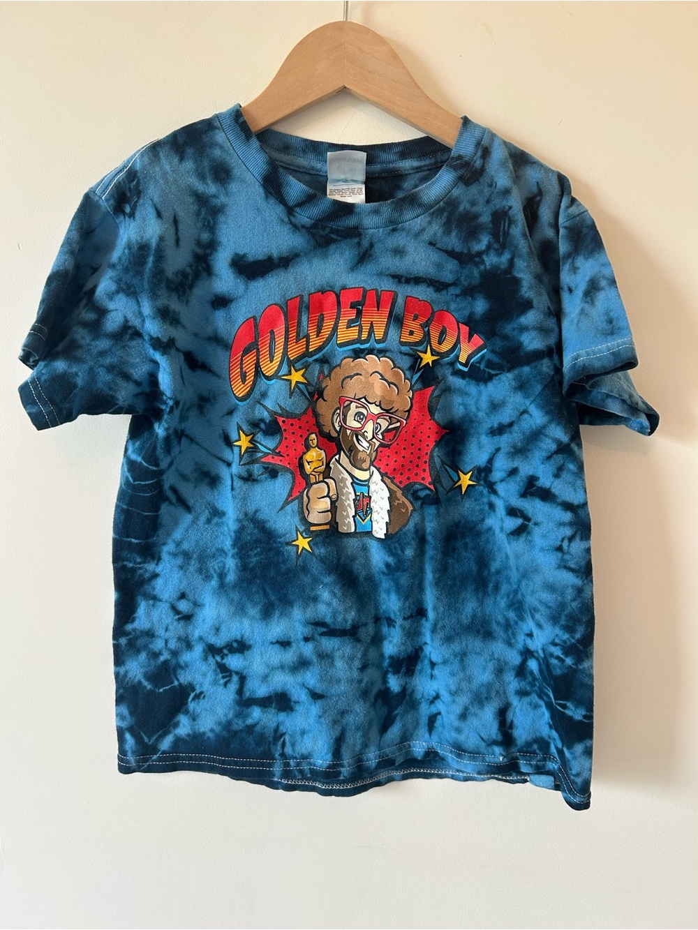 Dude Perfect Golden Boy Tie-Dye Blue Kids Graphic Tee